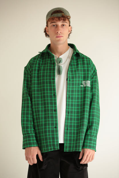 Camicia Over check verde