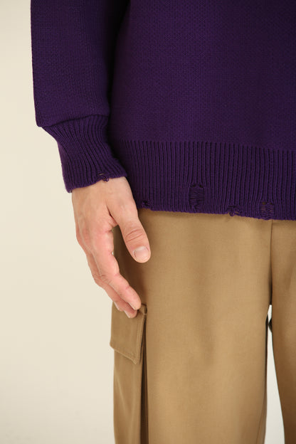 Maglione Scollo V Viola uomo