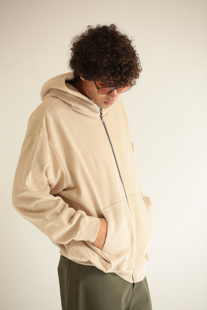 Felpa zip beige